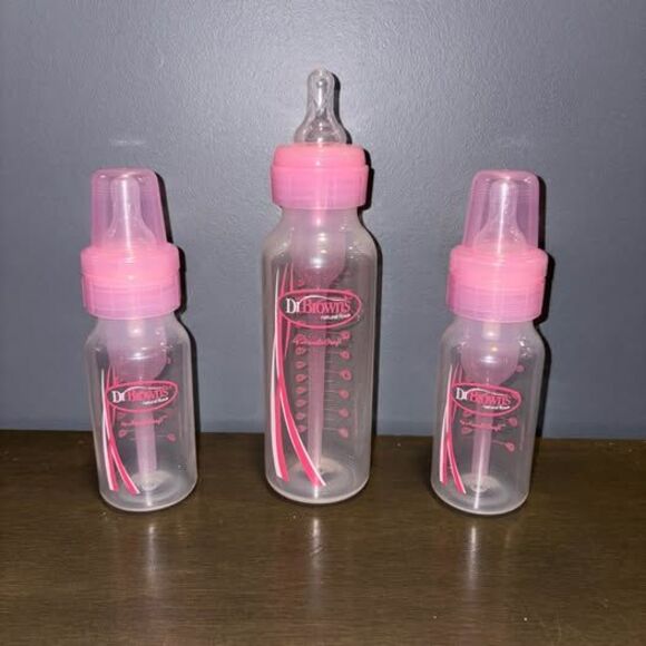 Dr. Brown’s Natural Flow Options Anti-Colic Baby Bottles PINK 4oz 8oz - Picture 1 of 5